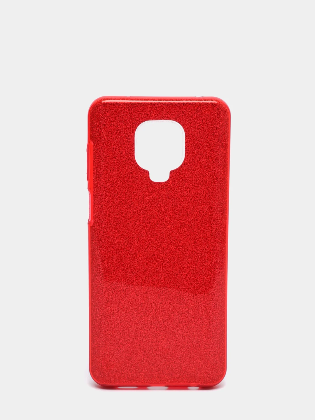 Красный чехол силиконовый с блестками для  Xiaomi Redmi Note 9 Pro / Note 9S Противоударный чехол