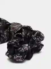 Черный резинка для волос атласная с платком