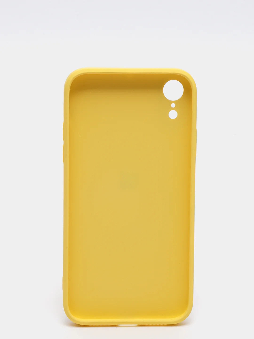 Желтый чехол для iPhone Xr/ 11/ 12/ mini/ Pro/ ProMax, силиконовый со стеклянной панелью