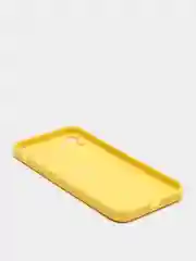 Желтый чехол для iPhone Xr/ 11/ 12/ mini/ Pro/ ProMax, силиконовый со стеклянной панелью