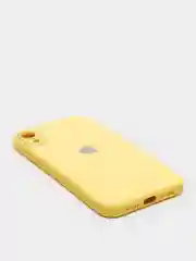 Желтый чехол для iPhone Xr/ 11/ 12/ mini/ Pro/ ProMax, силиконовый со стеклянной панелью