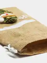 Бежевый мешочек, украшение для бутылки Новый год
