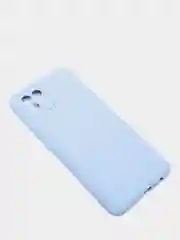 Голубой чехол Samsung A03 c защитой камеры и бархатом внутри