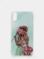Голубой чехол Apple iPhone XR силиконовый с рисунком