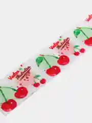 Белый лента атласная "Ягоды и фрукты", 2,5 см, 2 метра