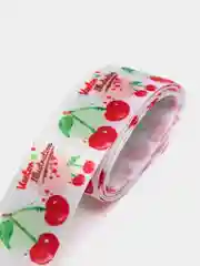 Белый лента атласная "Ягоды и фрукты", 2,5 см, 2 метра
