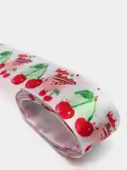 Белый лента атласная "Ягоды и фрукты", 2,5 см, 2 метра