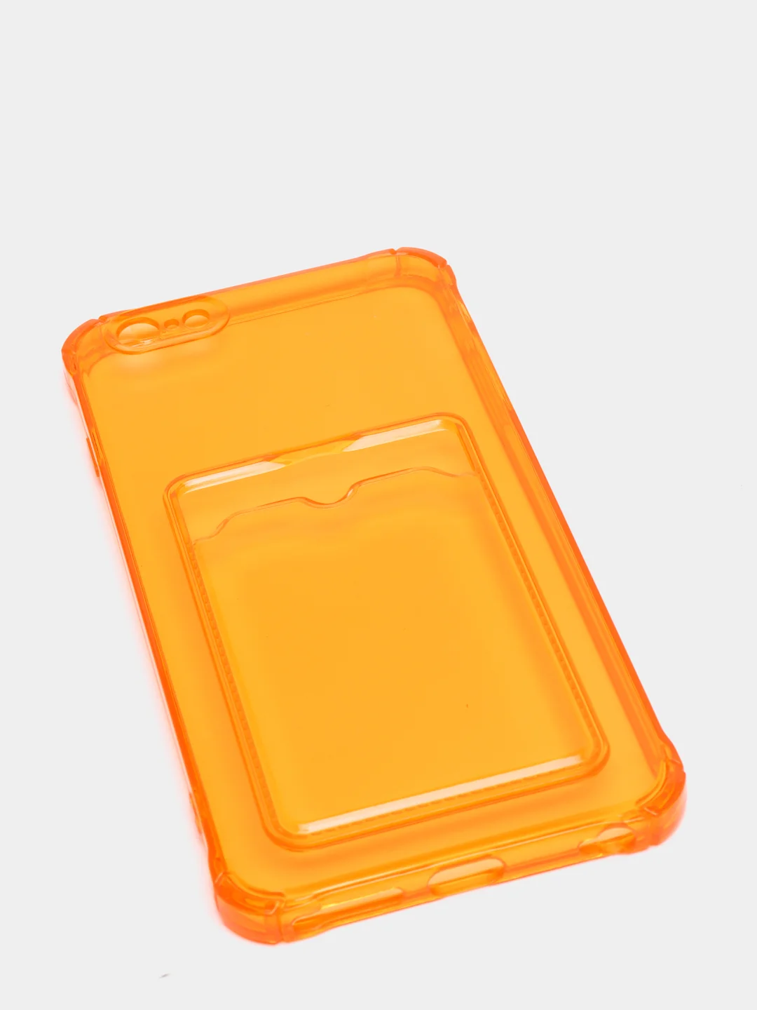 Оранжевый чехол для iPhone 7/8 Plus/XR/11/12/13/Pro/Pro Max, силиконовый, с карманом для карт