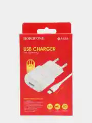 Белый блок питания для iPhone Borofone BA48A, 2.1 A+кабель Lighting