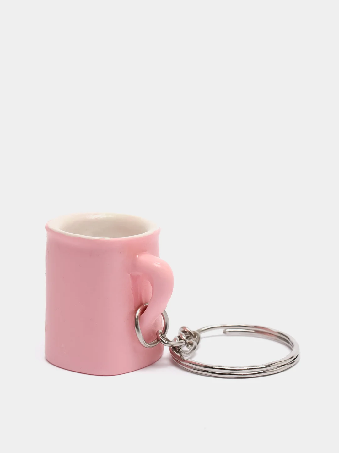 Розовый брелок "Кружка кофе", 2,5 см