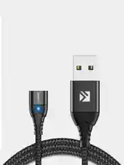 Черный магнитный кабель с быстрой зарядкой 3А и разъемы micro-USB / Type-C / iPhone Lightning