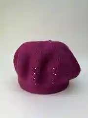 Бордовый берет женский шерстяной  Валик, вязаная шапка