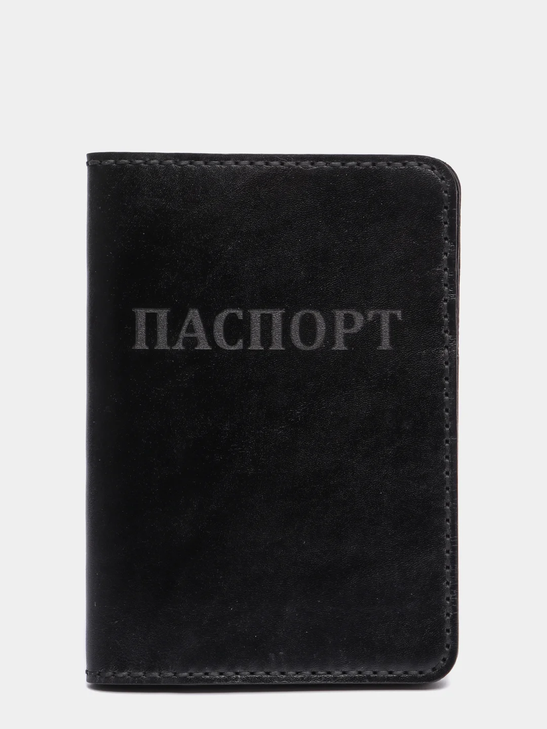 Черный кожаная обложка на паспорт в деревянной подарочной коробке для мужчины