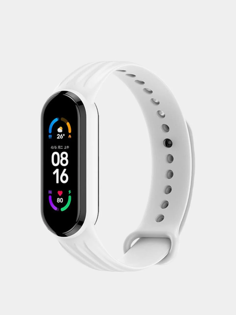 Белый силиконовый ремешок для Xiaomi mi band 3 / 4 / 5 / 6