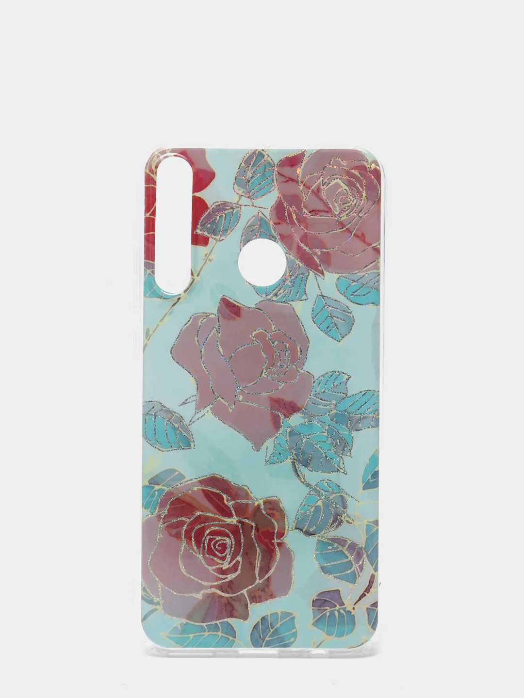 Голубой чехол для Huawei Y5p/Y6p/P30 Lite/P40/P40 Lite/P40 Pro/Honor 9C/9S/30/30s/30 Pro, блестки