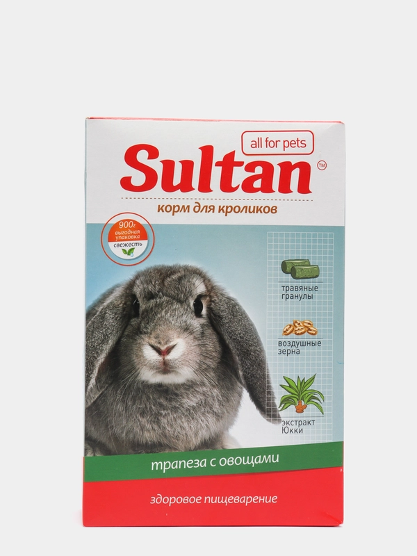 Корм для кроликов Sultan premium "Трапеза с овощами", полноценный, 900 г