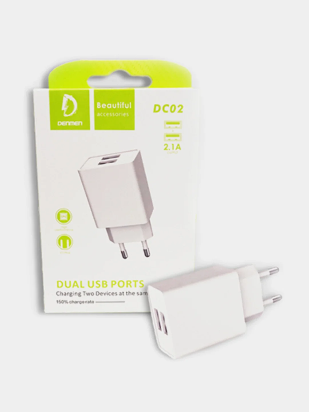 Сетевое зарядное устройство Denmen DC02/05, 2 USB, 5V