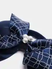 Индиго бант для волос на резинке