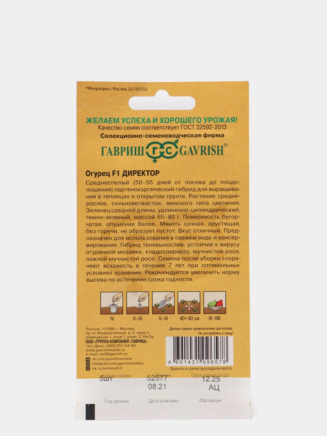 Огурец "Директор F1", Голландия