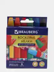 Восковые мелки утолщенные BRAUBERG "АКАДЕМИЯ", НАБОР 6 цветов, на масляной основе, 227294