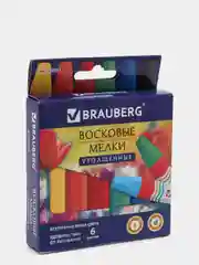 Восковые мелки утолщенные BRAUBERG "АКАДЕМИЯ", НАБОР 6 цветов, на масляной основе, 227294