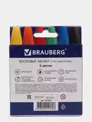 Восковые мелки утолщенные BRAUBERG "АКАДЕМИЯ", НАБОР 6 цветов, на масляной основе, 227294