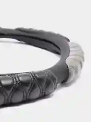 Серый оплетка чехол на руль, M 37-38 см, эко кожа, 6 подушек, модель M-115, 116, 117, 118, 119