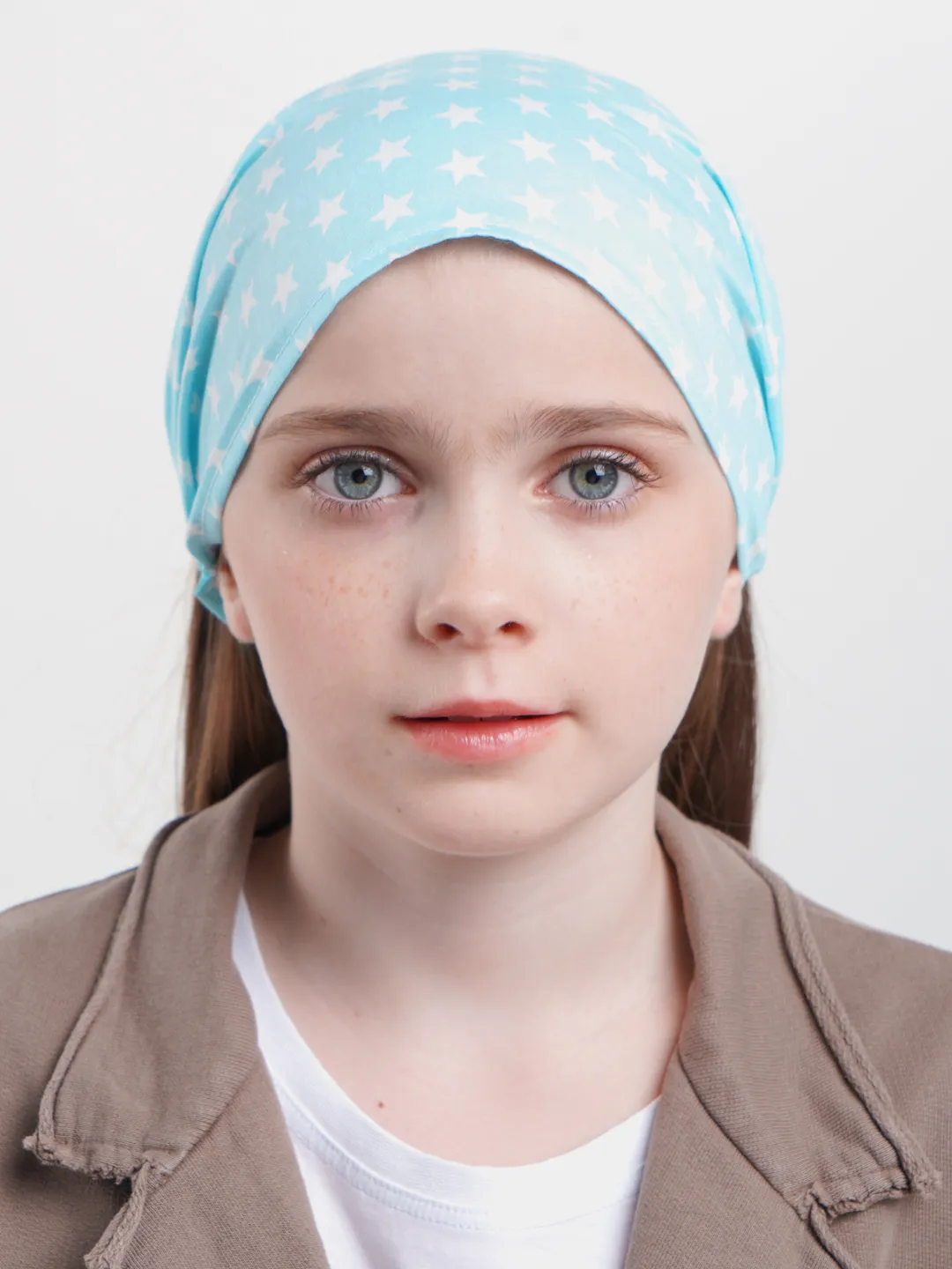 Детская повязка-косынка с принтом Ромашки на синем