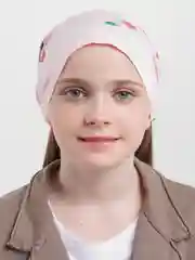 Косынка на резинке, хлопок, розовая вишня