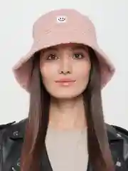 Розовый панама "Smile" меховая, унисекс (шапка)