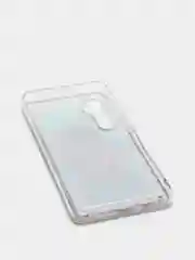 Серебряный чехол Xiaomi Mi Note 10 Lite силиконовый переливающийся жидкий с блестками