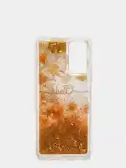 Желтый чехол Huawei Honor 10X Lite, Хонор 10Х Лайт силиконовый переливающийся жидкий с блестками