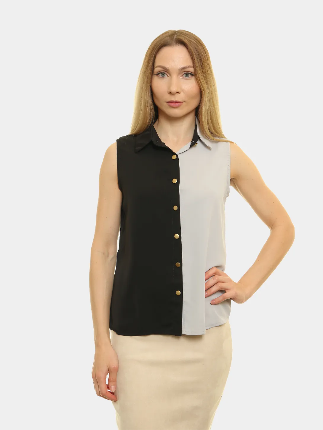 Блузка женская, двухцветная купить по цене 550 ₽ в интернет-магазинеKazanExpress