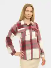 Красный рубашка женская, в клетку, оверсайз