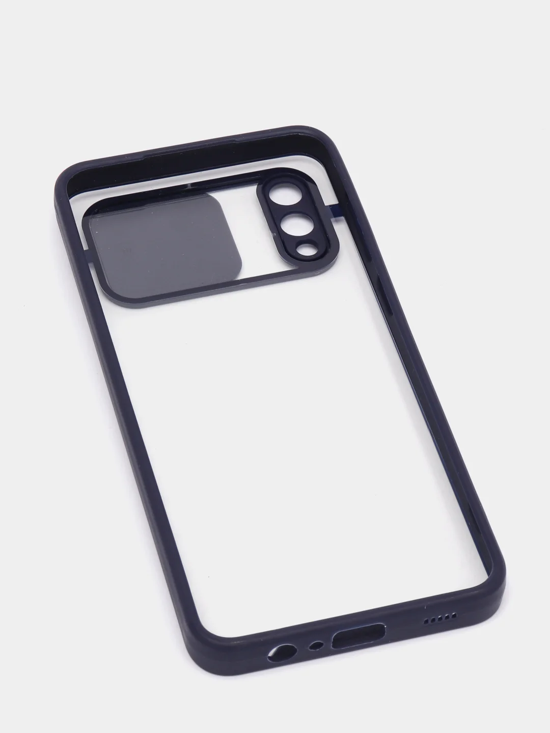 Темно-синий чехол Samsung Galaxy A02, Самсунг Галакси А02 пластиковый прозрачный с защитой камеры