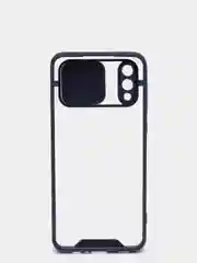 Темно-синий чехол Samsung Galaxy A02, Самсунг Галакси А02 пластиковый прозрачный с защитой камеры
