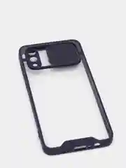 Темно-синий чехол Samsung Galaxy A02, Самсунг Галакси А02 пластиковый прозрачный с защитой камеры