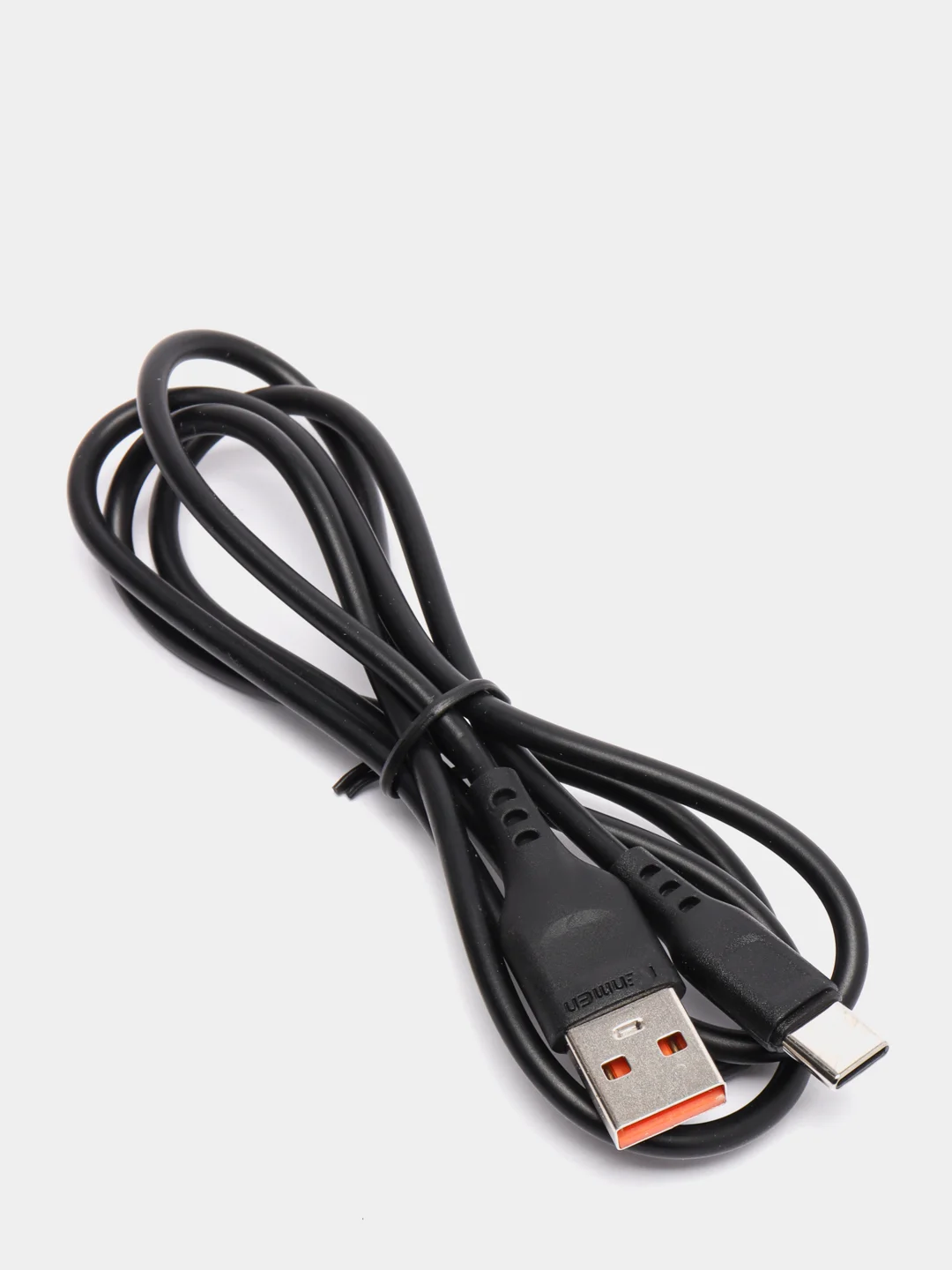Угольный кабель, Шнур, Провод, USB - Type-C, 2.4A, 1м, Denmen D01T, тайпси, тайп с, тайп си