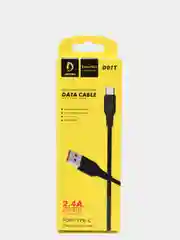 Угольный кабель, Шнур, Провод, USB - Type-C, 2.4A, 1м, Denmen D01T, тайпси, тайп с, тайп си