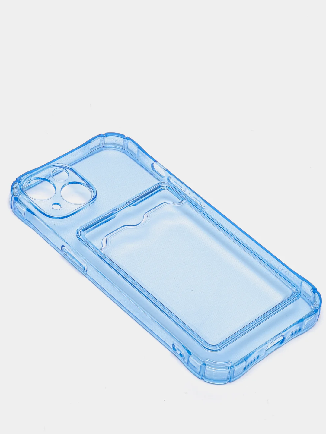 Голубой противоударный силиконовый чехол для iPhone 13, с защитой камера и карман для карточек