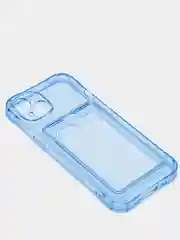 Голубой противоударный силиконовый чехол для iPhone 13, с защитой камера и карман для карточек