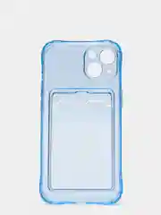 Голубой противоударный силиконовый чехол для iPhone 13, с защитой камера и карман для карточек
