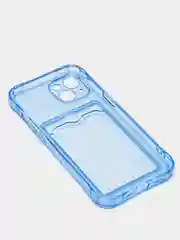 Голубой противоударный силиконовый чехол для iPhone 13, с защитой камера и карман для карточек