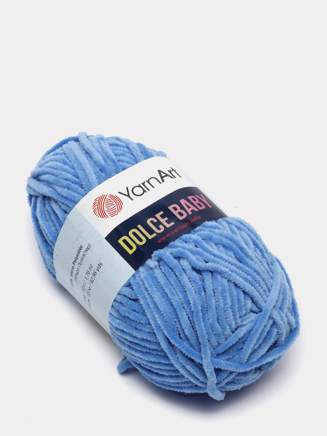 Светло-синий пряжа плюшевая YarnArt "Dolce Baby", 100% микрополиэстер, 50 г, 85 м