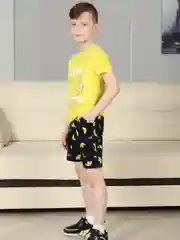 Желтый костюм для мальчика хлопковый с шортами Хоум Стайл, 6038КШ