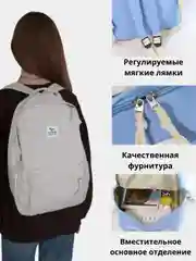 Рюкзак текстильный холщёвый, универсальный: черный голубой бежевый