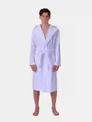 Белый халат махровый мужской, банный, домашний с капюшоном, хлопок, р.56-62
