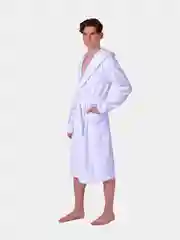 Белый халат махровый мужской, банный, домашний с капюшоном, хлопок, р.56-62