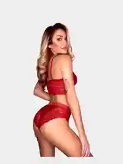 Бордовый женский комплект белья с кружевом