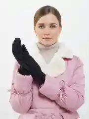 Черный перчатки женские из плотного трикотажа